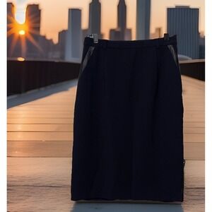 J. Lindeberg Skirt Women 8‎ / 10  40 Black Genuine Leather Trim Business Wedding